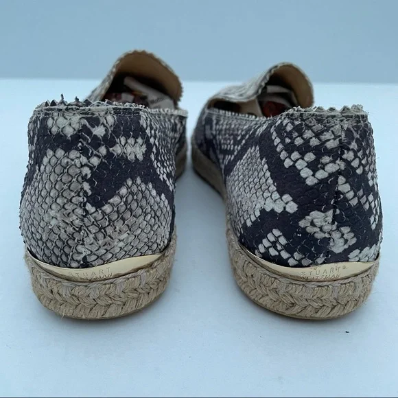 Stuart Weitzman Catalan Snake Print Leather Slip on Espadrille Natural Color - Picture 5 of 9